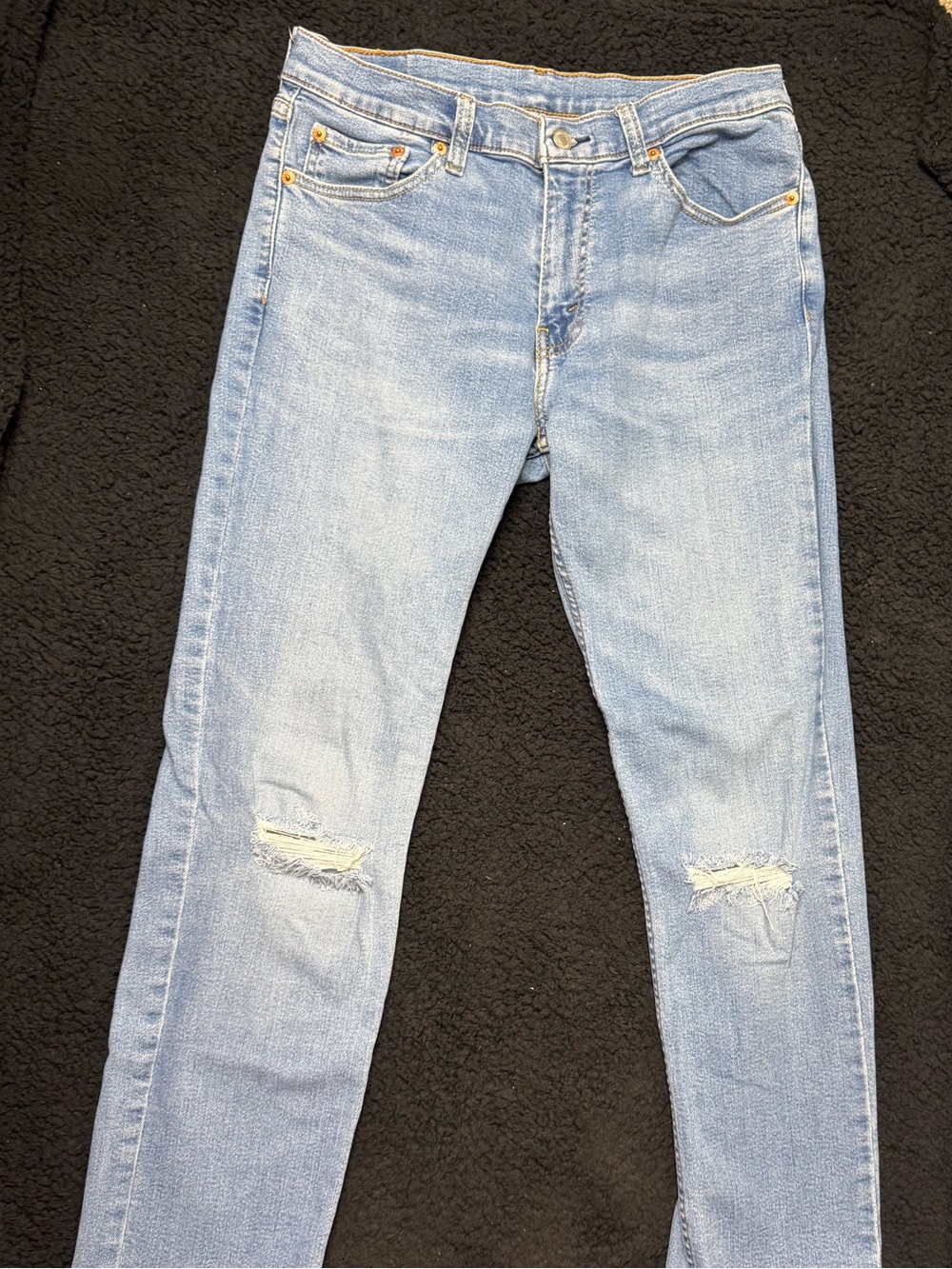 Levi’s 511 Men’s Slim Jeans W32 L30 Light Wash Distressed Ripped Blue